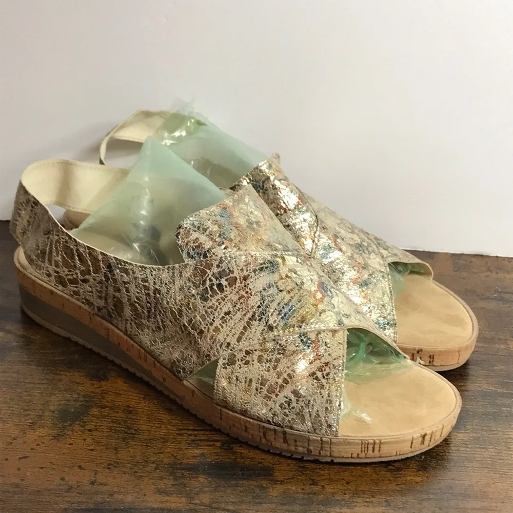 Sesto Meucci Sylke Crisscross Womens Multi Color Metallic Sandals size 10